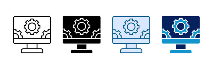 Gear System Icon Set Multiple Style Collection