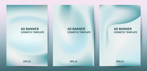 Cosmetis Banner Poster Set With Fluid Blue And White Paster Gradient For  Social Media Banner Template Set