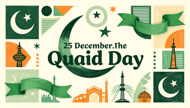 A banner that represents "Quaid e Azam" day value,
Quaid e Azam birthday banner 