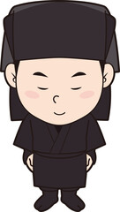 お辞儀する男性黒子