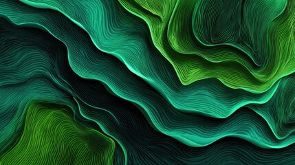 Abstract Digital Art Pattern With Green And Blue Waves