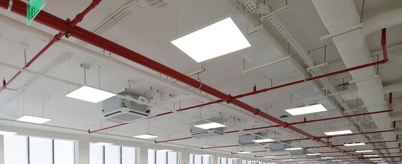 Fire extinguishing system details in the ceiling 