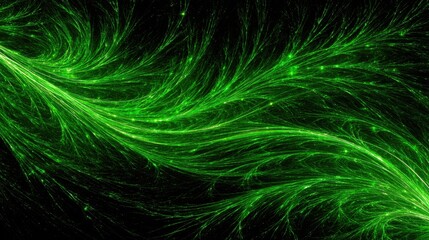 Abstract Glowing Green Twirling Patterns