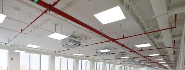 Fire extinguishing system details in the ceiling 