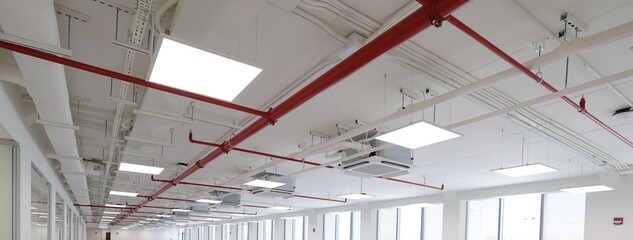 Fire extinguishing system details in the ceiling 