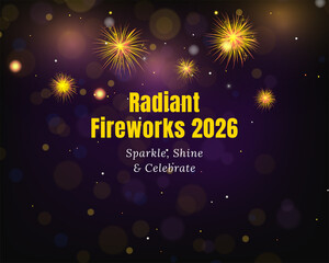 Fototapeta premium radiant fireworks 2026 celebration background design