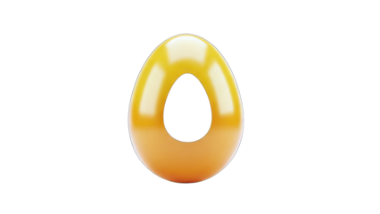 Golden Egg with Hole on White Background