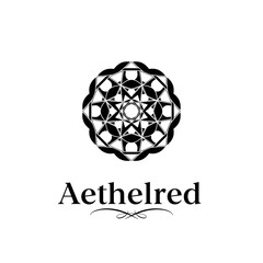 Fototapeta premium Aethelred brand logo featuring intricate geometric circular design.