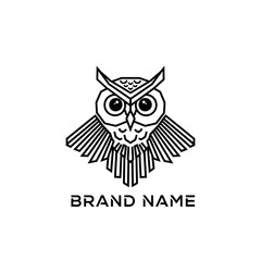 Minimalist Geometric Owl Logo Design with Clean Lines and Modern Aesthetic.