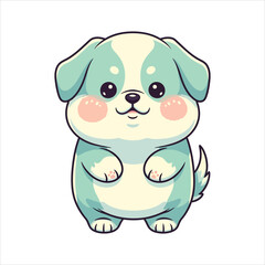 Adorable cartoon dog with blue fur standing on hind legs with cheerful expression