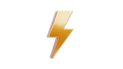 Golden Lightning Bolt on White Background