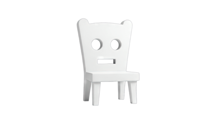 White Wooden Chair Isolated on White Background