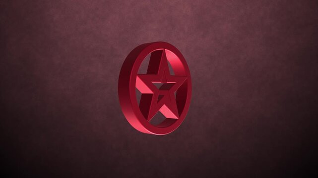 Red Rotating 5-point Star Symbol on Dark Textured Background &ndash; Vertical Cinematic Motion Graphic with Luma Matte for Video Intros, Overlays, Gaming and Social Media