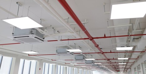 Fire extinguishing system details in the ceiling 