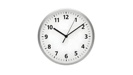 Analog clock isolated on transparent background showing 1 50