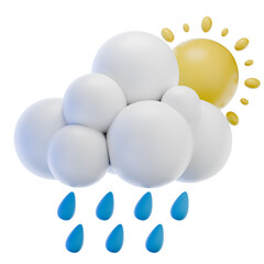 Sun and Lightning with Drizzle Illustration