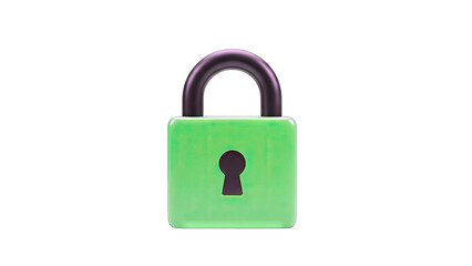 Naklejka premium Green Padlock Isolated on White Background