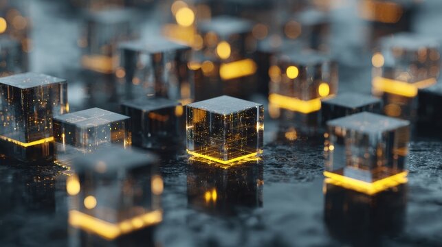 Abstract Cubes of Glowing Technology - Powered by Adobe