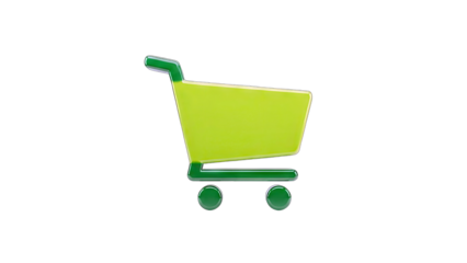 Green Shopping Cart Icon on White Background