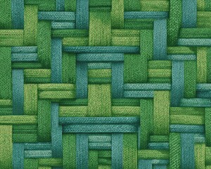 Intricate Woven Pattern With Teal And Green Stripes