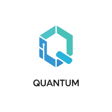 Modern abstract letter Q logo with hexagonal geometric shape and blue gradient color. Professional branding for tech, data, or quantum science
