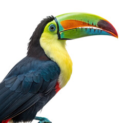 Fototapeta premium Vibrant Toucan Bird with Large Colorful Beak Isolated on White Background green