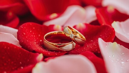 Wedding ring on a rose