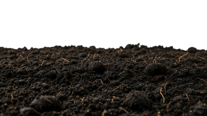 Dark soil with roots and clods isolated on a transparent background dirt earth 1