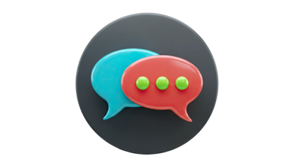 3D Chat Bubbles on Dark Circle - Communication Concept