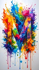 Fototapeta premium Colorful Paint Splash Letter M Abstract Typography Art