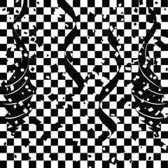 Golden confetti and streamers elegantly cascade downwards against a soft background, creating a celebratory atmosphere.