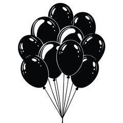 Elegant black and gold metallic balloon bouquet floating against a festive background, symbolizing luxury and celebration.