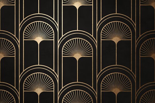 artdeco. Seamless geometric gold and black art deco pattern. luxury packaging, hotel interiors, designed for elegant branding textures and retro 1920s style invitations.