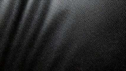 Fototapeta premium Black leather texture background with subtle folds