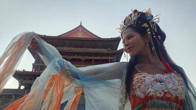 Woman Wearing Traditional Chinese Clothing