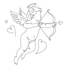 line drawing of love cupid