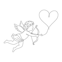 line drawing of love cupid