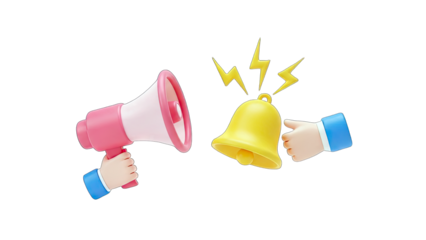 Megaphone Announcing Bell Alert Concept