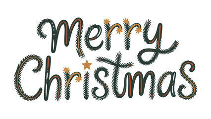 Festive Holiday Greetings: An artistic Merry Christmas script is crafted in festive colors, conveying the spirit of the season