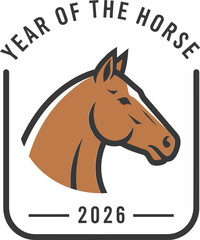Elegant horse head illustration for the year of the horse celebration in a modern vector graphic design