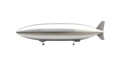 Fototapeta premium Isolated silver zeppelin against black background offering a retro futuristic vibe