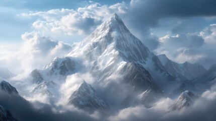 Highland snow-capped mountain natural landscape