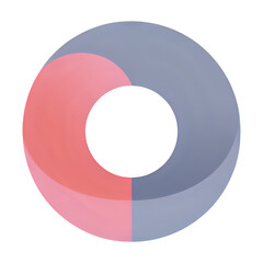 Circular graphic illustration with pink and blue segments on white background