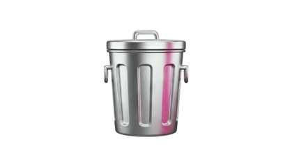 Metallic Trash Can Isolated on White Background