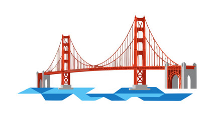 Fototapeta premium Stylized Golden Gate Bridge Illustration with Geometric Water