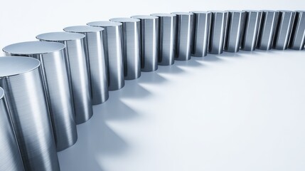 Abstract Metallic Cylinders Arranged In Curve