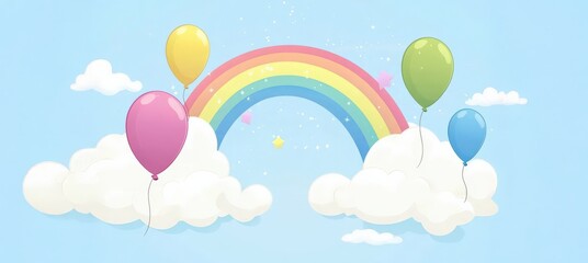 虹と雲と風船の空