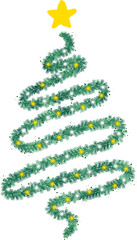 반짝이는 크리스마스 조명 가랜드 트리 일러스트