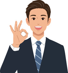 Man In Suit Shows OK Sign With Smiling Face