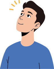 Man Looking Up Blue Shirt Minimalist Illustration Vector